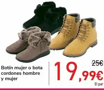 Carrefour Botín mujer o bota cordones hombre y mujer oferta