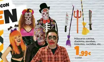 Carrefour Máscaras catrina, diadema, escobas, tridentes, cuchillos, etc. oferta