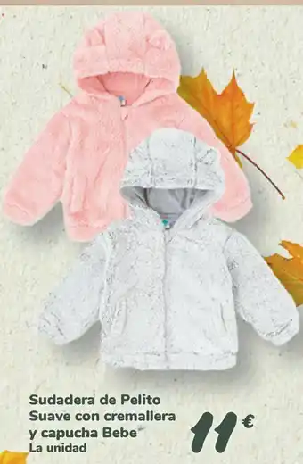 Carrefour Sudadera de pelito :7 suave con cremallera y capucha bebe oferta