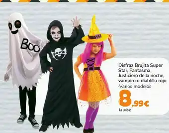 Carrefour Disfraz brujita super star, fantasma, justiciero de la noche, vampiro o diablillo rojo oferta