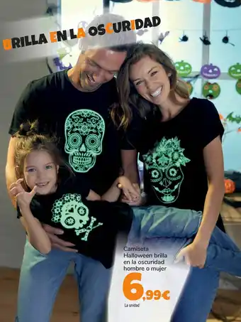 Carrefour Camiseta halloween brilla en la oscuridad hombre o mujer oferta