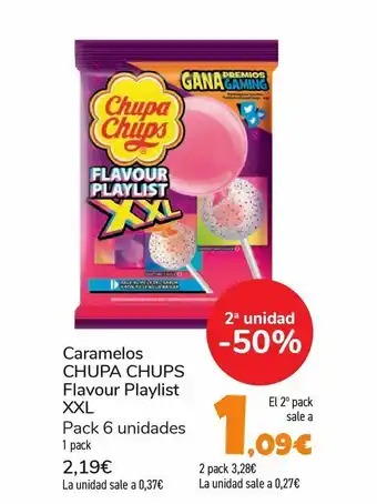 Carrefour Caramelos chupa chups flavour playlist xxl pack 6 unidades oferta