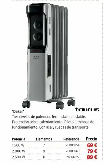 Bauhaus Radiador de aceite dakar oferta