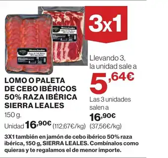 Supercor LOMO O PALETA DE CEBO IBÉRICOS 50% RAZA IBÉRICA SIERRA LEALES oferta