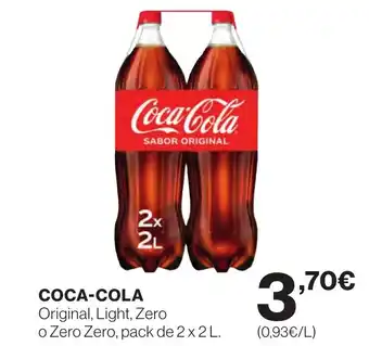 Supercor COCA-COLA Original, Light, Zero o Zero Zero, pack de 2 x2L. oferta
