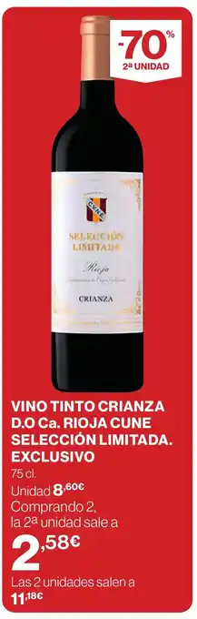 Supercor VINO TINTO CRIANZA D.O Ca. RIOJA CUNE SELECCIÓN LIMITADA. EXCLUSIVO oferta