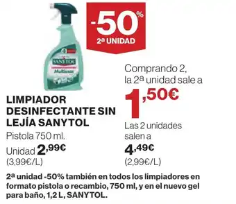 Supercor LIMPIADOR DESINFECTANTE SIN LEJÍA SANYTOL oferta