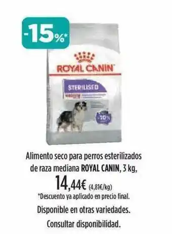 El Corte Inglés Alimentos Seco Para Perros Esterilizados De Raza Mediana Royal Canin oferta