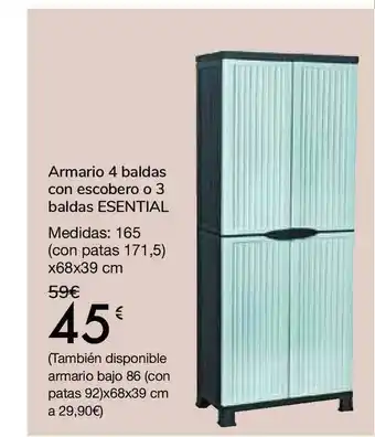 Carrefour Armario 4 Baldas Con Escobero O 3 Baldas Esential oferta