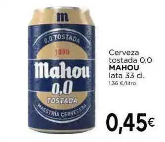 Supermercados Piedra Cerveza Tostada 0.0 Mahou 33cl oferta