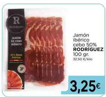 Supermercados Piedra Jamón Ibérico Cebo 50% Rodriguez 100 Gr oferta