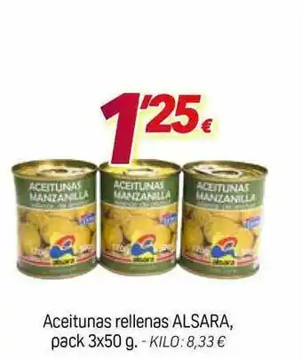 Alsara Supermercados Aceitunas Rellenas Alsara Pack 3x50g oferta
