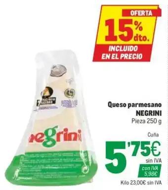 Makro Negrini Queso parmesano Pieza 250g oferta