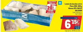 Makro Salgado Lomos de bacalao extra Pieza 250-300g Glaseo 25% FAO 27 Caja 3kg oferta