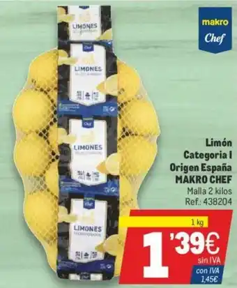 Makro Makro Chef Limón Categoria 1 Origen España oferta