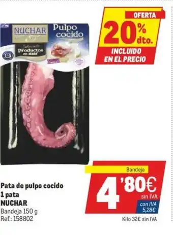 Makro Nuchar Pata de pulpo cocido 1 pata Bandeja 150g oferta