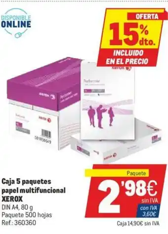 Makro Xerox Caja 5 paquetes papel multifunction 80g oferta