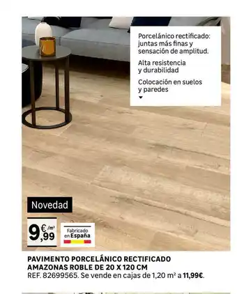 Leroy Merlin Pavimento Porcelánico Rectificado Amazonas Roble De 20 X 120 Cm oferta