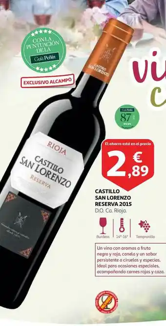 Alcampo Castillo San Lorenzo Reserva 2015 oferta