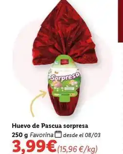 Lidl Favorina - huevo de pascua sorpresa oferta