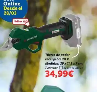 Lidl Parkside - tijeras de podar recargable 20v oferta