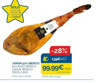 Supermercados La Despensa JAMÓN 50% IBÉRICO 50% RAZA IBÉRICA oferta