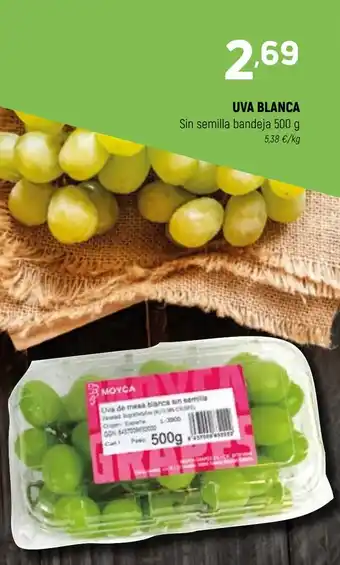 Coviran UVA BLANCA Sin semilla bandeja 500 g oferta