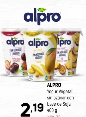 Coviran ALPRO Yogur Vegetal sin azúcar con base de Soja 400 g oferta