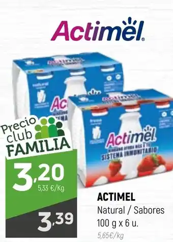 Coviran ACTIMEL Natural/Sabores 100 g x 6 u. oferta