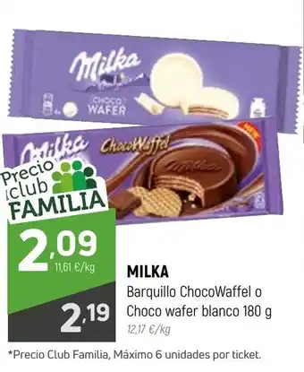 Coviran MILKA Barquillo ChocoWaffel o Choco wafer blanco 180 oferta