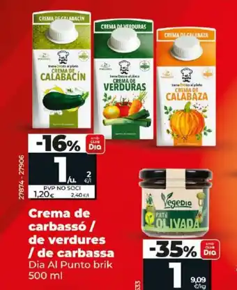 Dia Crema de carbassó / de verdures / de carbassa oferta