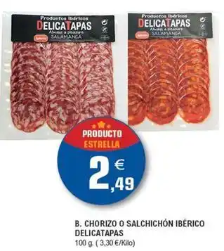 E.Leclerc Chorizo o salchichón ibérico delicatapas oferta