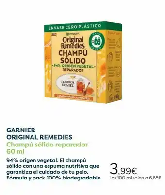Carrefour Garnier original remedies champú sólido reparador oferta