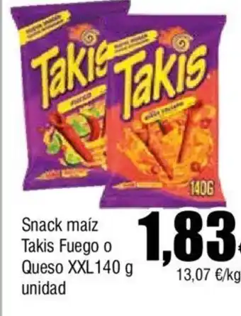FROIZ Snack maíz Takis Fuego o Queso XXL140 g unidad oferta