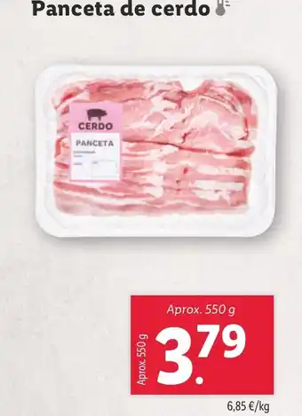 Lidl Panceta de cerdo oferta