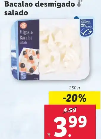 Lidl Bacalao desmigado salado oferta
