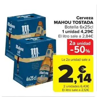 Carrefour Cerveza MAHOU TOSTADA Botella 6x25cl oferta