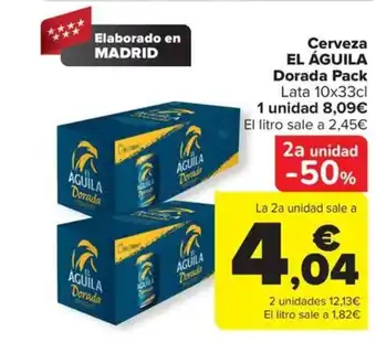 Carrefour Cerveza EL ÁGUILA Dorada Pack Lata 10x33cl oferta