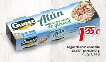 Alsara Supermercados Migas de atún en aceite GUEST, pack 3x52 g. oferta