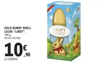 E.Leclerc GOLD BUNNY SHELL LECHE "LINDT". oferta