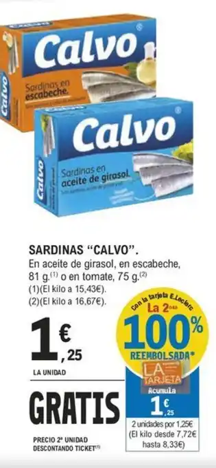 E.Leclerc SARDINAS "CALVO". oferta