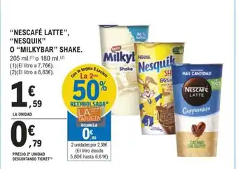 E.Leclerc “NESCAFÉ LATTE”, "NESQUIK" O “MILKYBAR” SHAKE. oferta