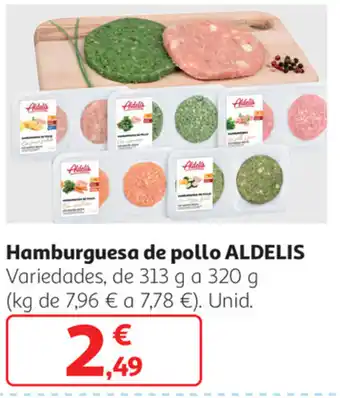 Alcampo Hamburguesa de pollo Aldelis 313g a 320g oferta
