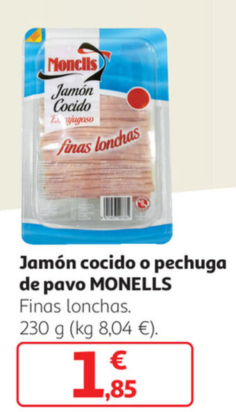 Alcampo Monells Jamón cocido o pechuga de pavo 230g oferta