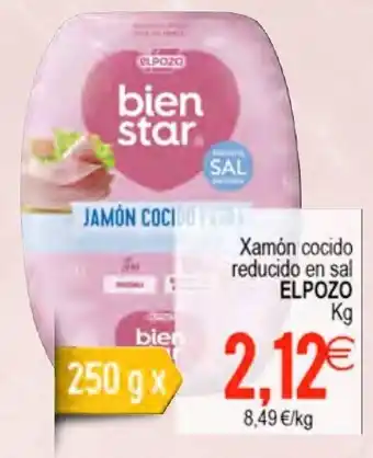 Plenus Supermercados Elpozo Xamón cocido reducido en sal 250g x oferta