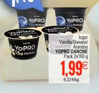 Plenus Supermercados Yopro Danone logir Vainilla/Banana/Arandos Pack 2 x 160g oferta
