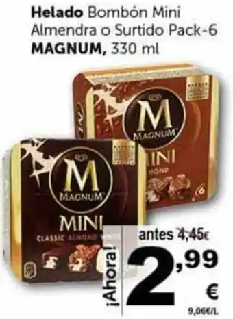Masymas Helado Bombón Mini ALmendra o Surtido Pack 6 Magnum 330ml oferta