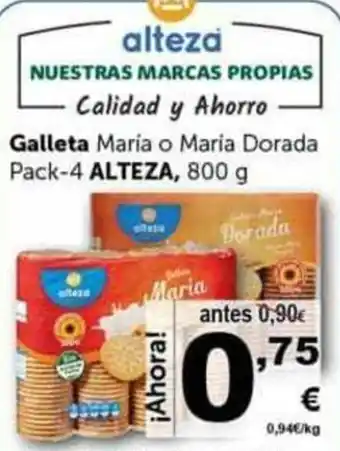 Masymas Alteza Galleta Maria o MAria Dorada 800g oferta