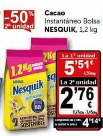 Masymas Cacao Instantaneo Bolsa Nesquik 1,2 kg oferta