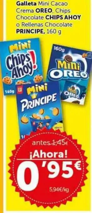 Masymas Galleta Mini Cacao Crema Oreo, Chips Chocolate Chips Ahoy o Rellenas Chocolate Principe 160g oferta